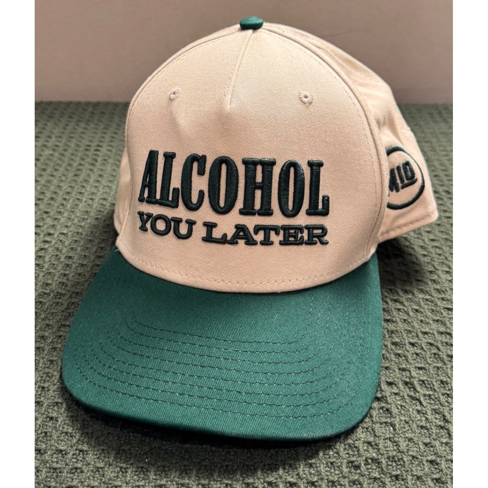 Mitchell Tenpenny Alcohol You Later Tan Green Snapback Hat M10 Logo Cap